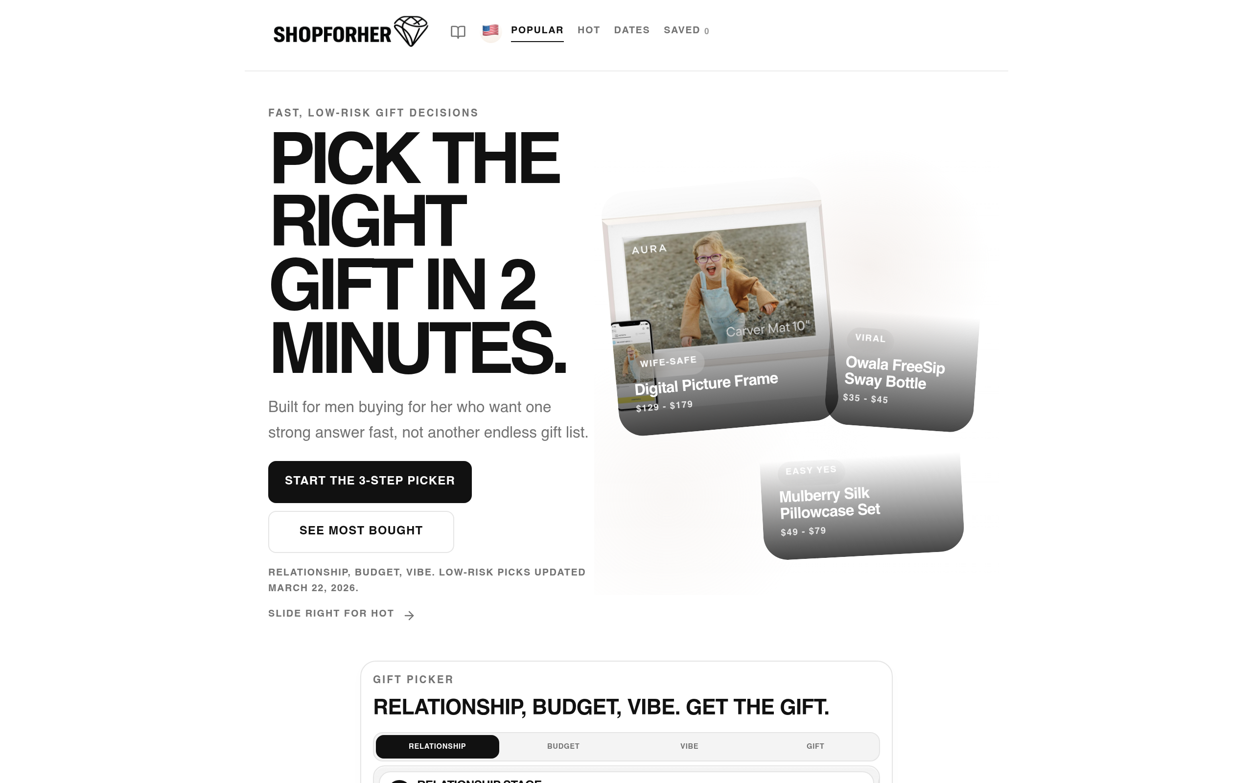 Screenshot preview of the ShopForHer website